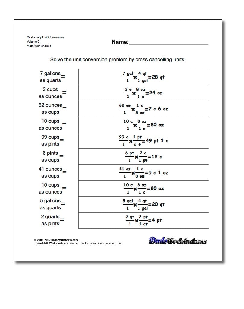 Convert Gallons To Quarts Chart