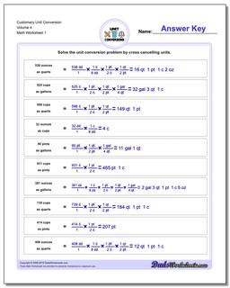 Customary Unit Conversion Worksheets Conversion Volume 4