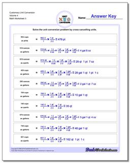 Customary Unit Conversion Worksheet Volume 4