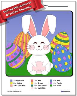 Spring Division Color by Number Worksheet