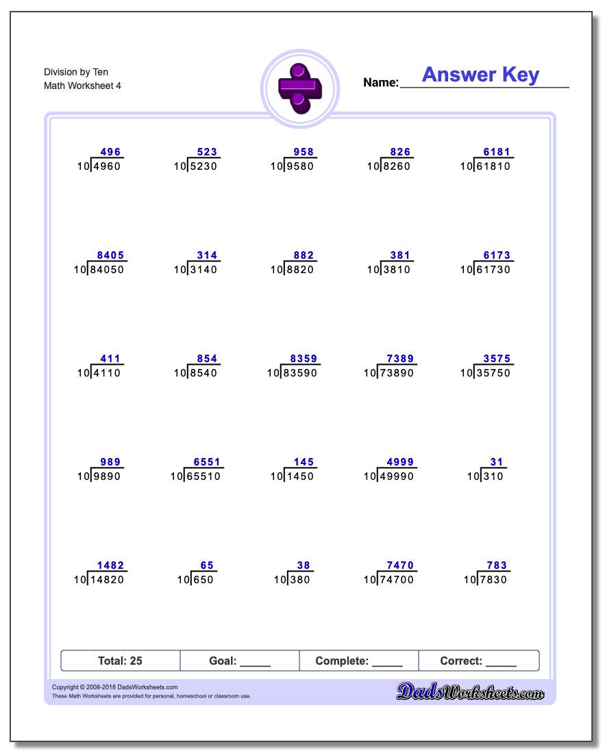 Factors of Ten Division