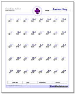 Division Worksheet Doubles Plus One 2