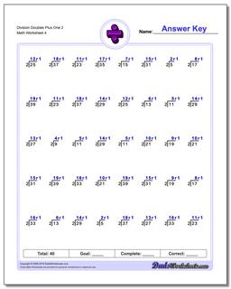 Division Worksheet Doubles Plus One 2