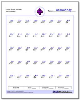 Division Worksheet Doubles Plus One 3