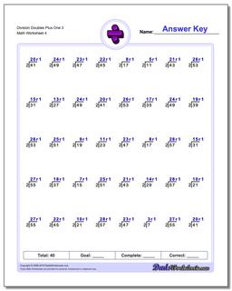 Division Worksheet Doubles Plus One 3