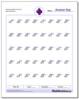 Division Worksheet Doubles Plus One 4