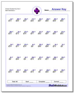 Division Worksheet Doubles Plus One 4