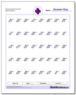 Division Worksheet Doubles Plus One 4