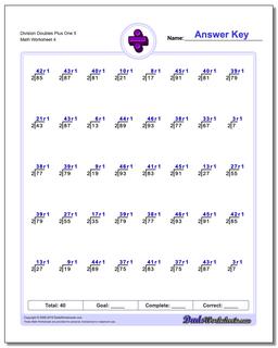 Division Worksheet Doubles Plus One 5