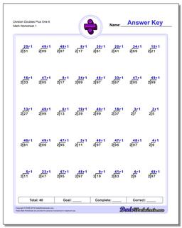 Division Worksheet Doubles Plus One 6