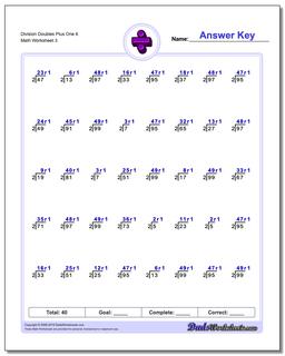 Division Worksheet Doubles Plus One 6