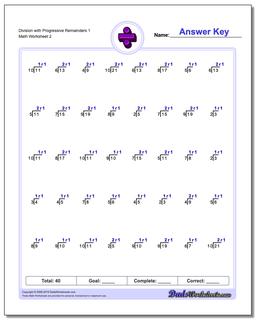 Division Worksheet with Progressive Remainders 1 /worksheets/division.html