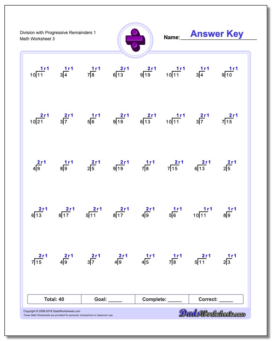 Division with Progressive Remainders