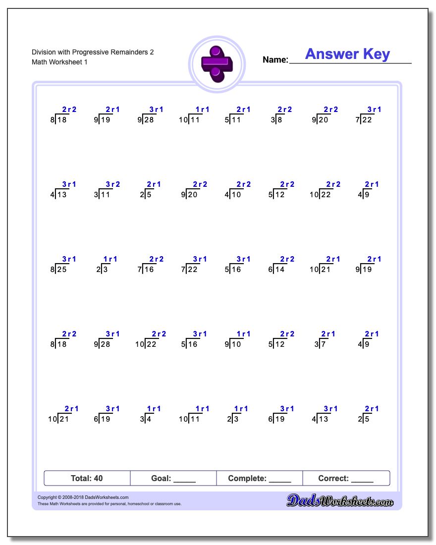 Division with Progressive Remainders