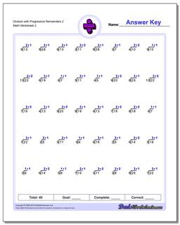 Division Worksheet with Progressive Remainders 2 /worksheets/division.html