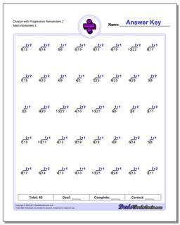 Division Worksheet with Progressive Remainders 2