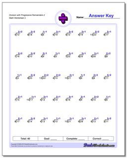 Division Worksheet with Progressive Remainders 2