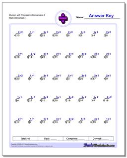 Division Worksheet with Progressive Remainders 2