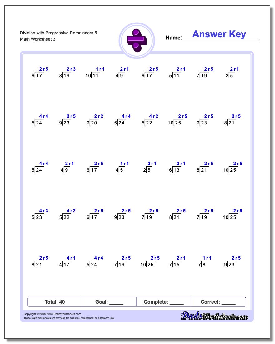 Division with Progressive Remainders