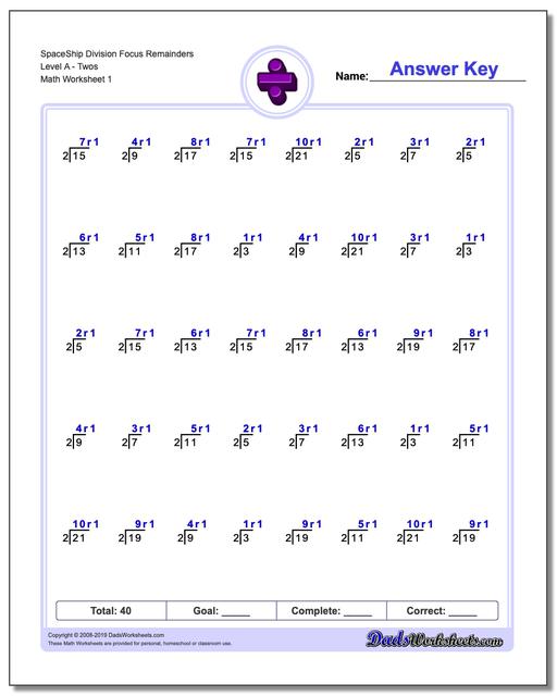 Division Chart With Answers
