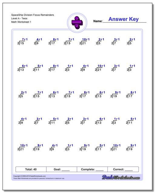 Division Chart With Answers