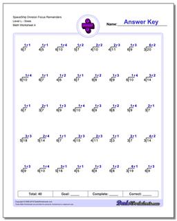 SpaceShip Division Worksheet Focus Remainders Level LSixes