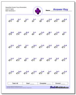 SpaceShip Division Worksheet Focus Remainders Level R- Eights /worksheets/division.html