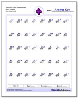 SpaceShip Division Worksheet with Remainders Level INineties /worksheets/division.html