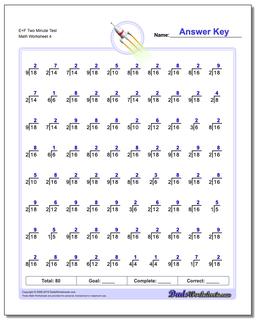 E+F Two Minute Test Worksheet #Division #Worksheet
