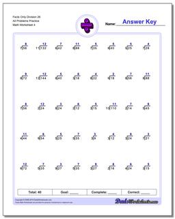 Facts Only Division Worksheet 26 All Problems Worksheet Practice