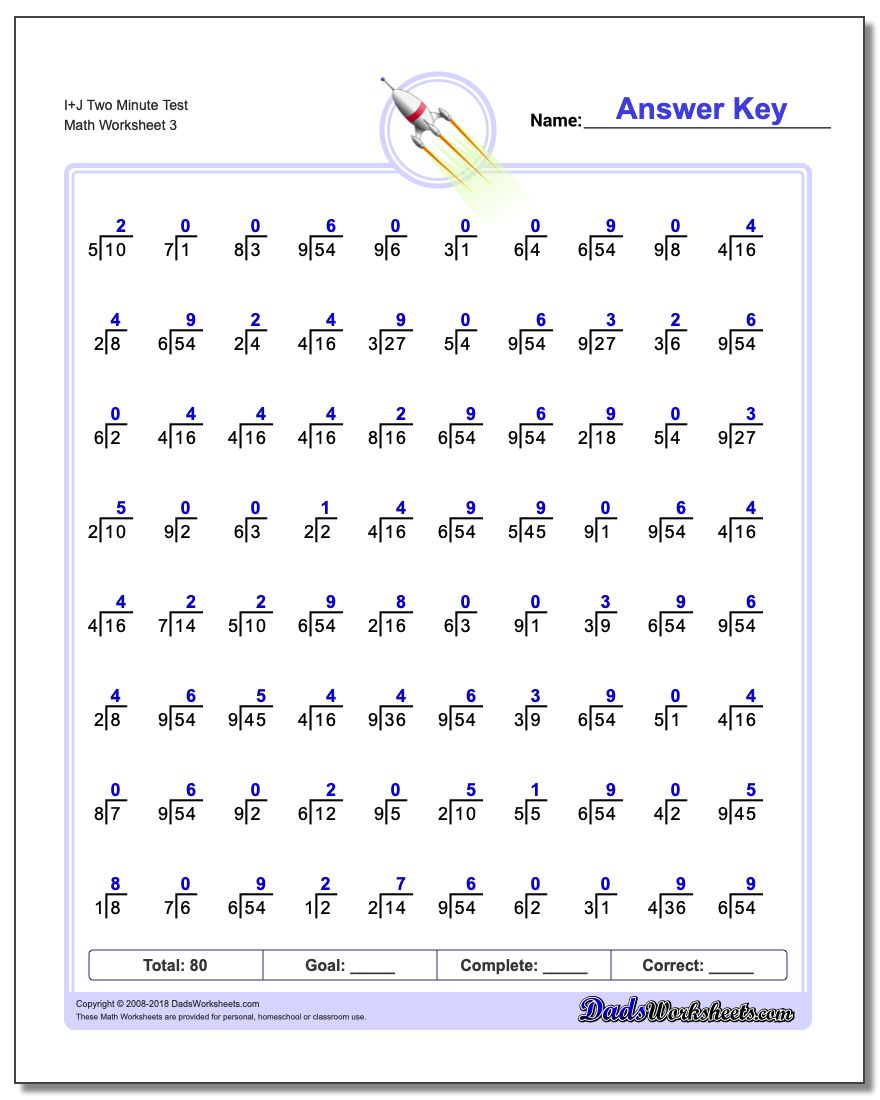 I+J Two Minute Test Worksheet