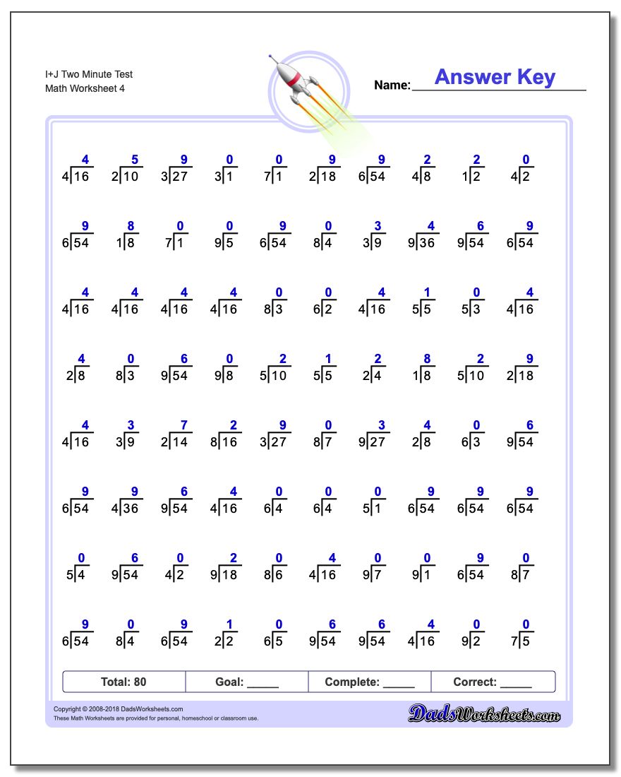 I+J Two Minute Test Worksheet
