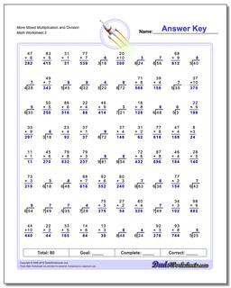 More Mixed Multiplication Worksheet and Division Worksheet