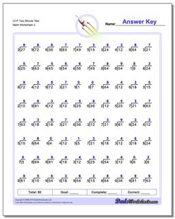 O+P Two Minute Test /worksheets/division.html Worksheet