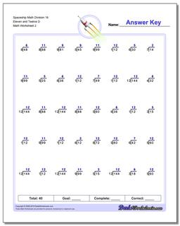 Spaceship Math Division Worksheet 16 Eleven and Twelve D /worksheets/division.html