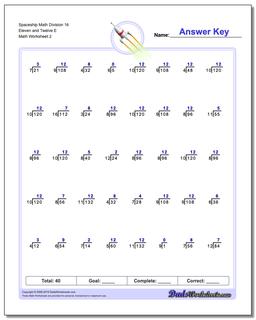 Spaceship Math Division Worksheet 16 Eleven and Twelve E /worksheets/division.html