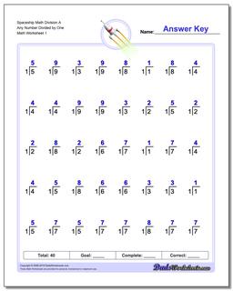 SpaceshipMath Division Worksheet