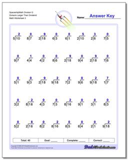 SpaceshipMath Division Worksheet G Divisors Larger Than Dividend