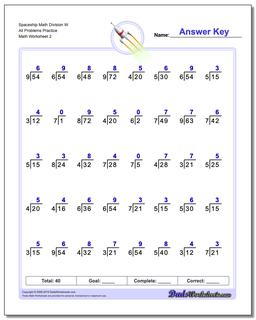 Spaceship Math Division Worksheet W All Problems Worksheet Practice /worksheets/division.html