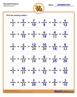 Equivalent Fraction Advanced Worksheet 1