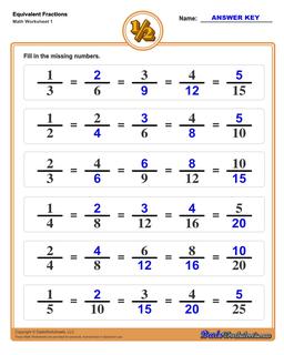 equivalent fractions worksheets