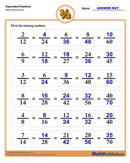 Equivalent Fraction Hard Worksheet 2