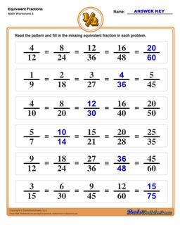equivalent fractions worksheets