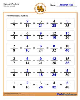 Equivalent Fraction Medium Worksheet 12