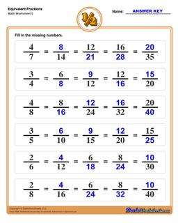 Equivalent Fraction Medium Worksheet 2