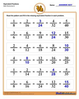equivalent fractions worksheets