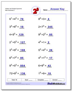 Addition Worksheet with Multiple Exponents /worksheets/exponents.html