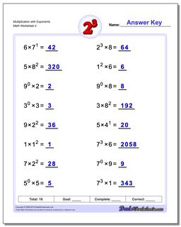 Multiplication Worksheet with Exponents /worksheets/exponents.html