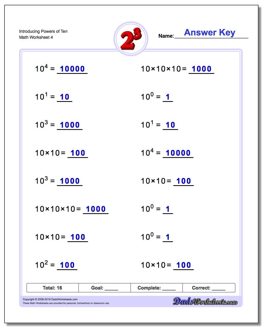 Powers of Ten and Scientific Notation