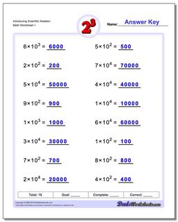 Introducing Scientific Notation Exponents Worksheet